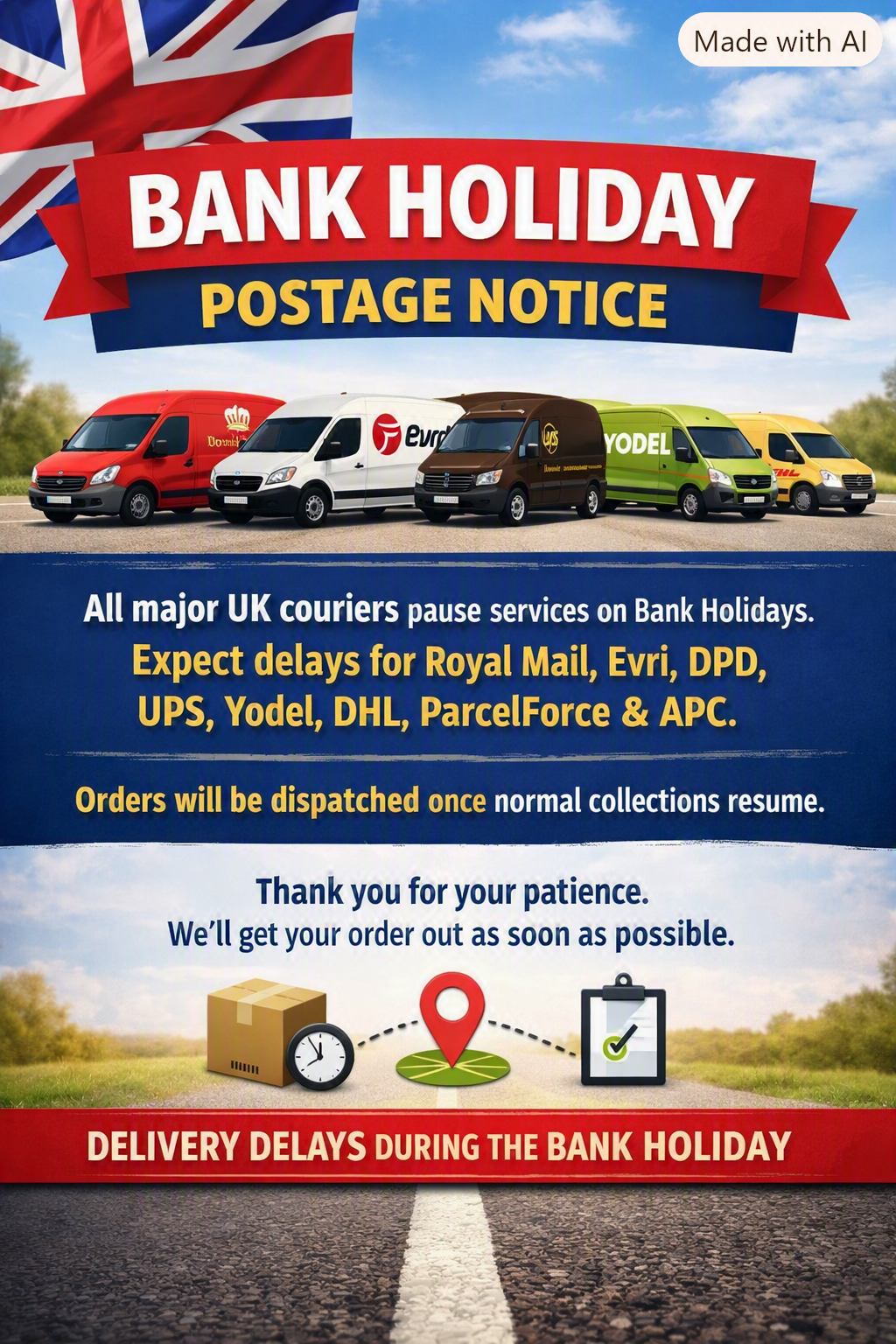 Bank Holiday Postage Notice