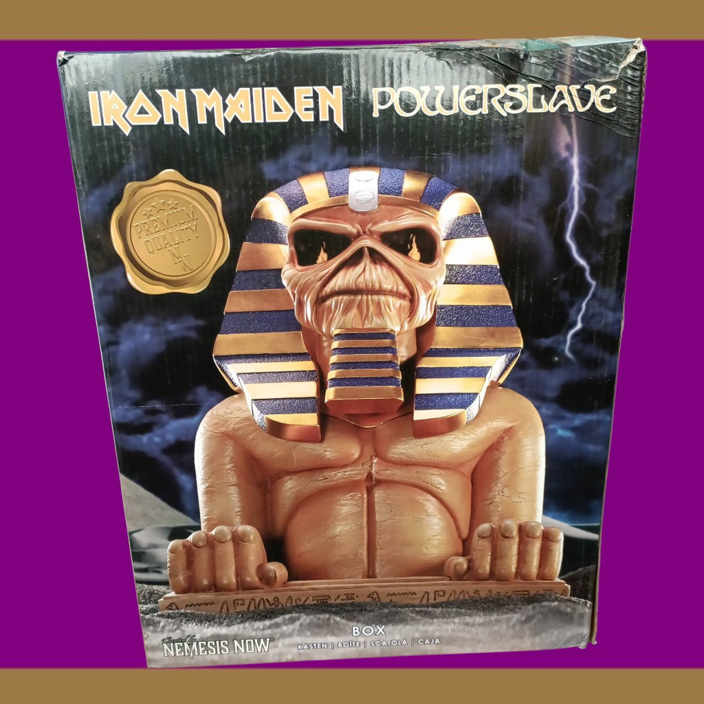 Nemesis Now Iron Maiden Powerslave Bust Box – Official Licensed Collectible | 28cm Resin Storage Box | Orange