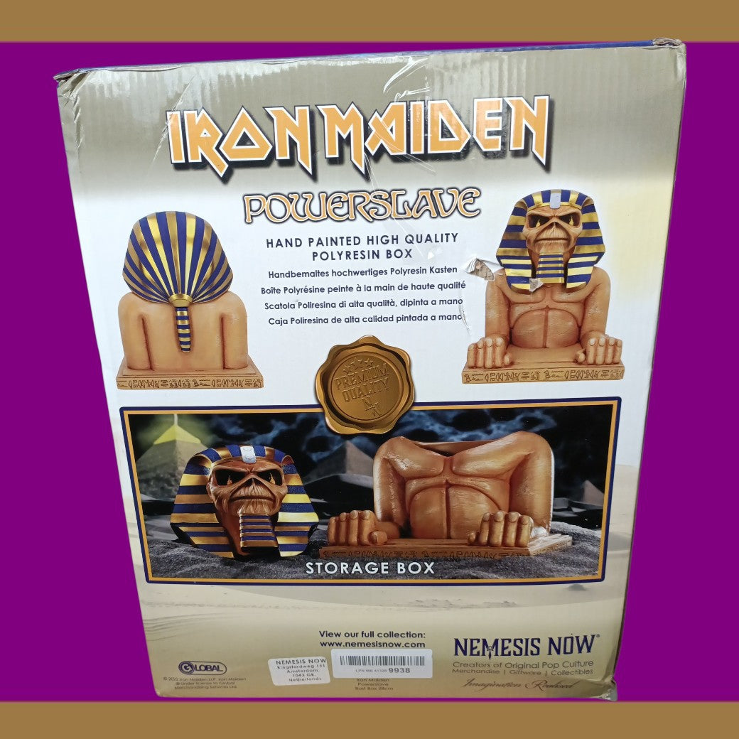 Nemesis Now Iron Maiden Powerslave Bust Box – Official Licensed Collectible | 28cm Resin Storage Box | Orange