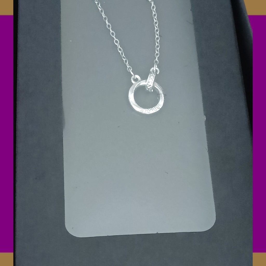 Silver Circle & Bar Pendant Necklace – Adjustable Cable Chain Jewellery