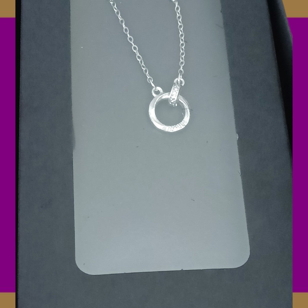 Silver Circle & Bar Pendant Necklace – Adjustable Cable Chain Jewellery