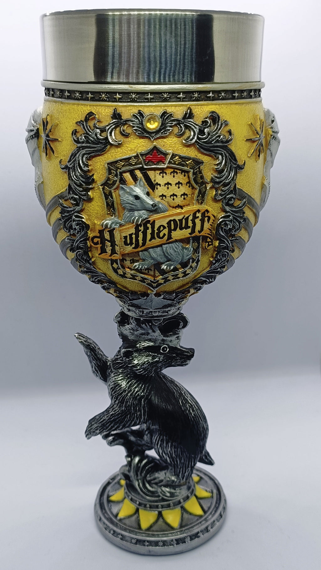 Nemesis Now Harry Potter Hufflepuff Goblet – Official Hogwarts House Collectible | Yellow & Silver | Resin Chalice