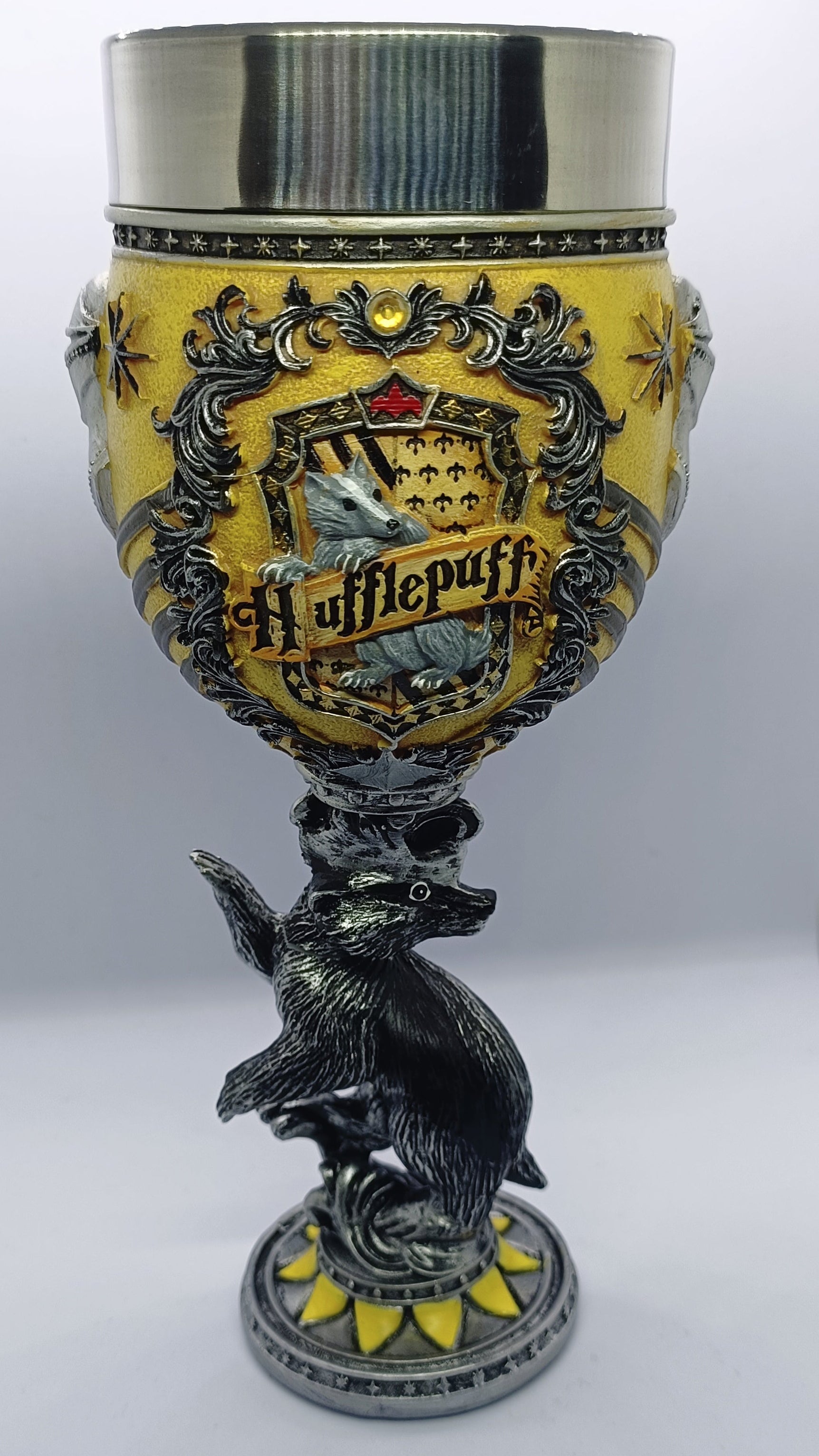 Nemesis Now Harry Potter Hufflepuff Goblet – Official Hogwarts House Collectible | Yellow & Silver | Resin Chalice