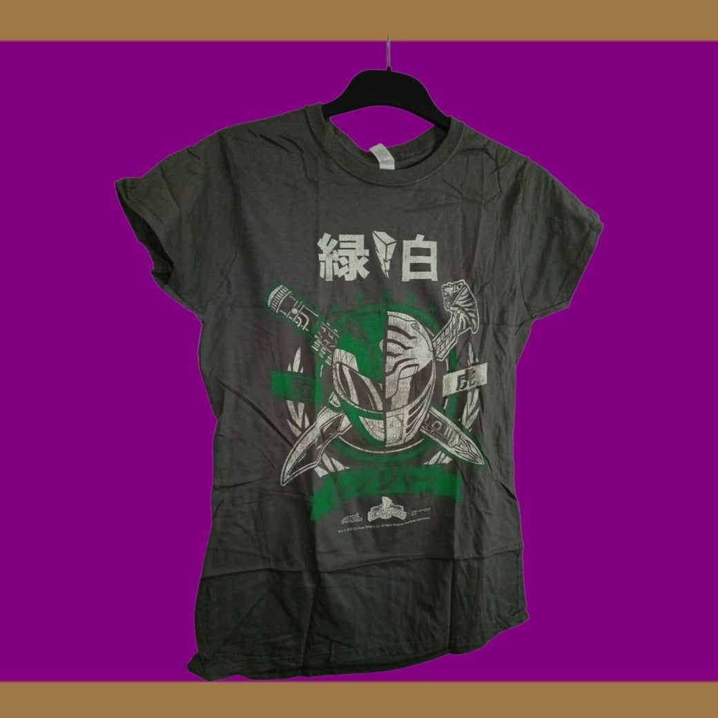 Mighty Morphin Power Rangers Green & White Ranger Split Tee – Ladies XL