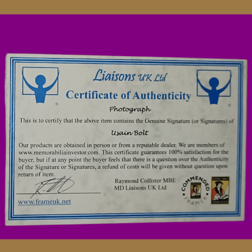 Usain Bolt Signed Photo and Medal