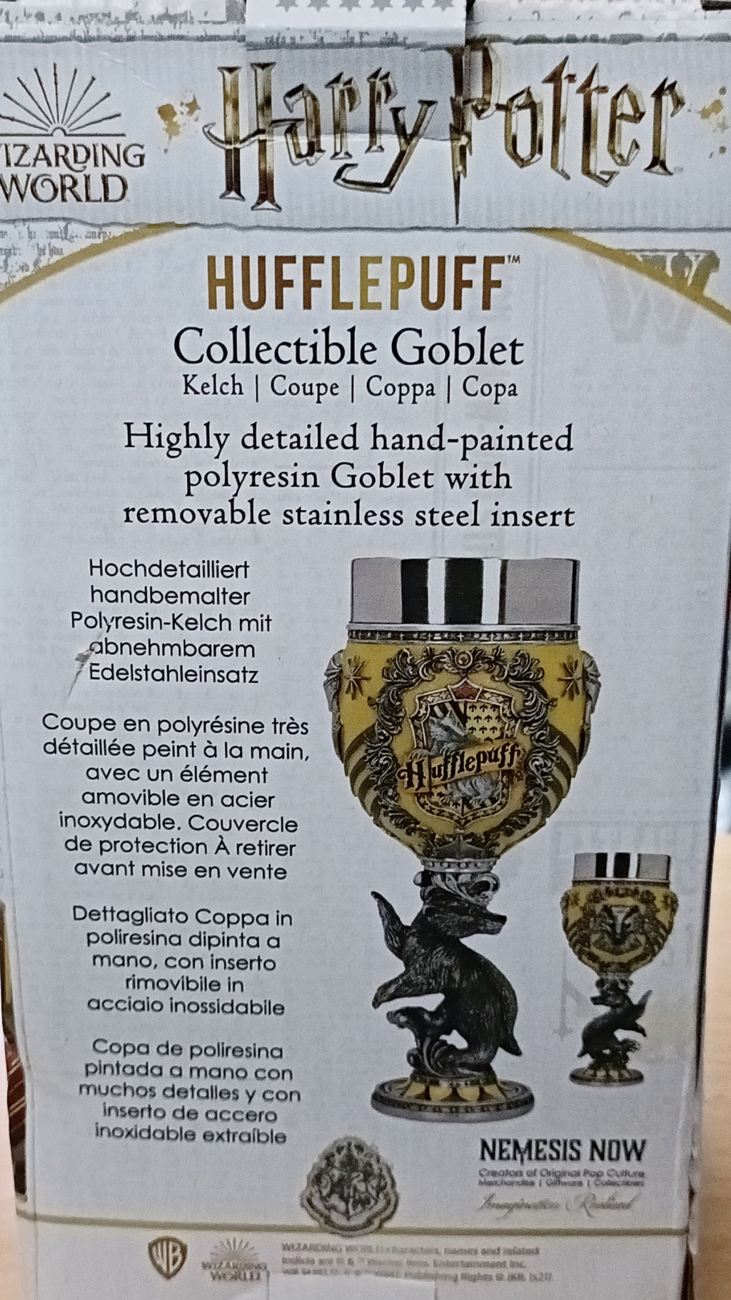 Nemesis Now Harry Potter Hufflepuff Goblet – Official Hogwarts House Collectible | Yellow & Silver | Resin Chalice