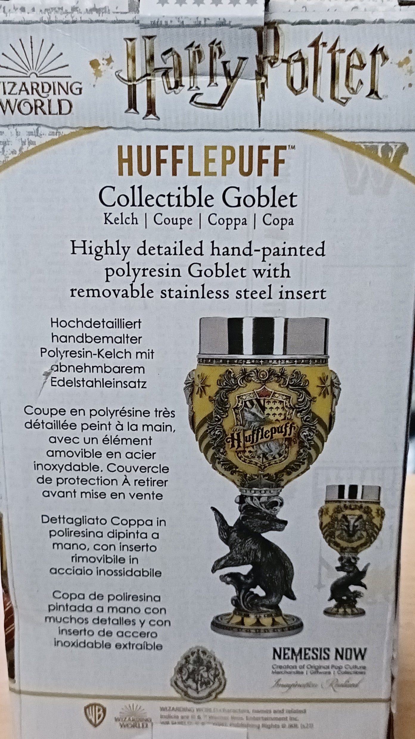 Nemesis Now Harry Potter Hufflepuff Goblet – Official Hogwarts House Collectible | Yellow & Silver | Resin Chalice
