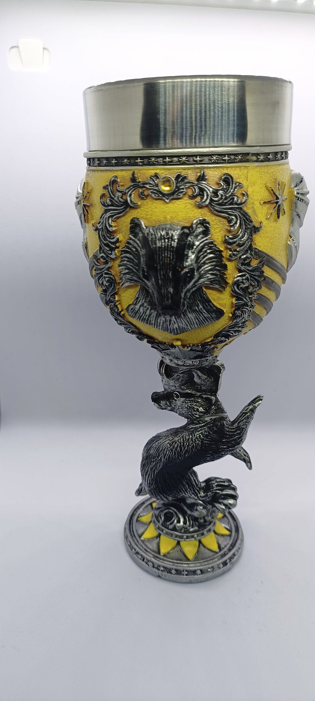 Nemesis Now Harry Potter Hufflepuff Goblet – Official Hogwarts House Collectible | Yellow & Silver | Resin Chalice