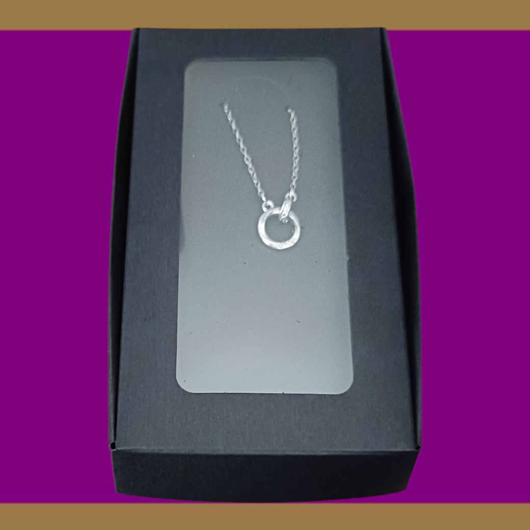 Silver Circle & Bar Pendant Necklace – Adjustable Cable Chain Jewellery